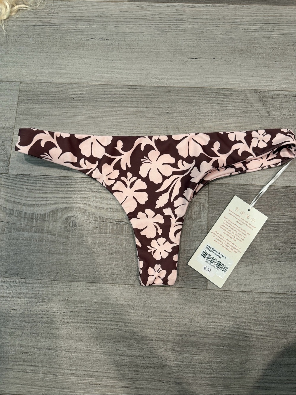 Yireh Hau Swim Bottom - Vintage Hibiscus- Pink and Brown